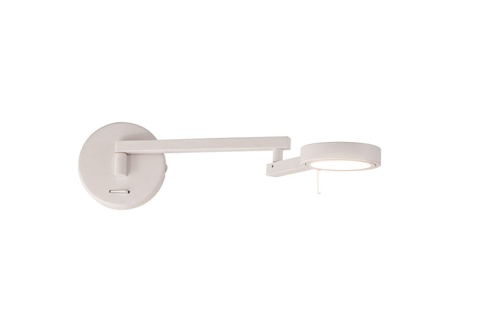 C-Lighting Park Switched Adjustable Swing Arm Wall Lamp / Reader, 1 x 8W LED, 3000K, Sand White, 3yrs Warranty - 29232