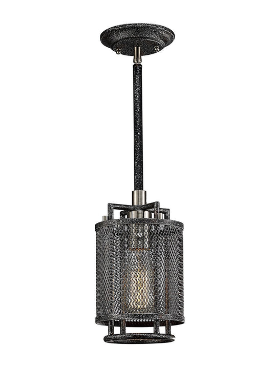 Diyas IL31691 Parker Pendant 1 Light E27 Weathered Zinc/Brushed Nickel - 38463