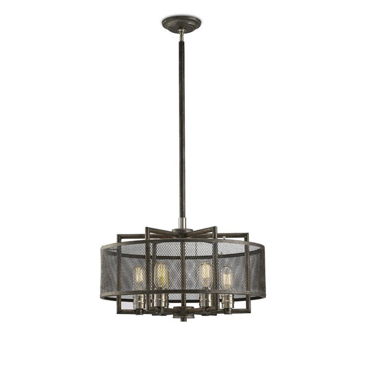 Diyas IL31692 Parker Pendant 6 Light E27 Weathered Zinc/Brushed Nickel - 38464