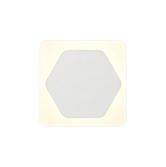 C-Lighting Pastor Magnetic Base Wall Lamp, 12W LED 3000K 498lm, 15cm Horizontal Hexagonal 19cm Square Centre, Sand White/Acrylic Frosted Diffuser - 29803