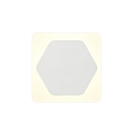 C-Lighting Pastor Magnetic Base Wall Lamp, 12W LED 3000K 498lm, 15cm Horizontal Hexagonal 19cm Square Centre, Sand White/Acrylic Frosted Diffuser - 29803
