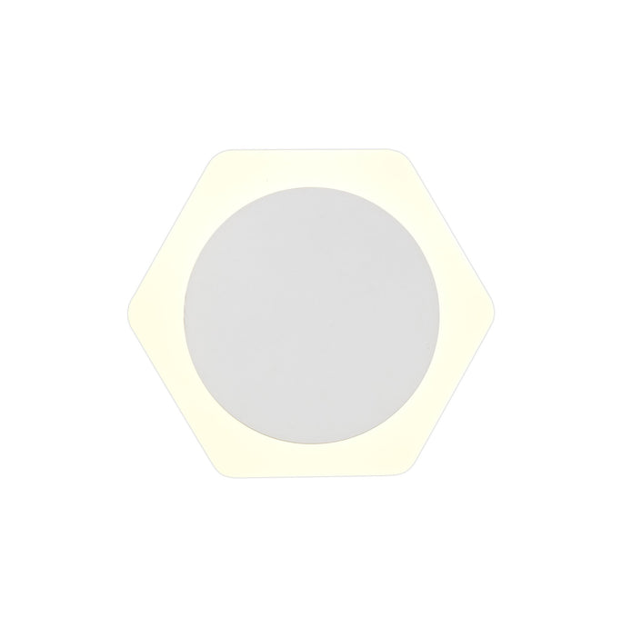 C-Lighting Pastor Magnetic Base Wall Lamp, 12W LED 3000K 498lm, 15cm Round 19cm Horizontal Hexagonal Centre, Sand White/Acrylic Frosted Diffuser - 29808