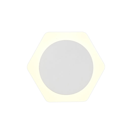 C-Lighting Pastor Magnetic Base Wall Lamp, 12W LED 3000K 498lm, 15cm Round 19cm Horizontal Hexagonal Centre, Sand White/Acrylic Frosted Diffuser - 29808