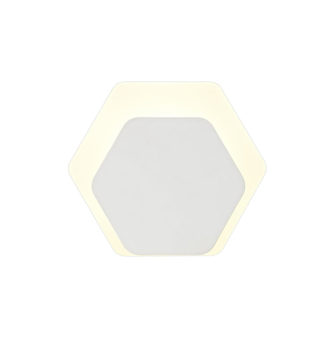 C-Lighting Pastor Magnetic Base Wall Lamp, 12W LED 3000K 498lm, 15/19cm Horizontal Hexagonal Bottom Offset, Sand White/Acrylic Frosted Diffuser - 29812