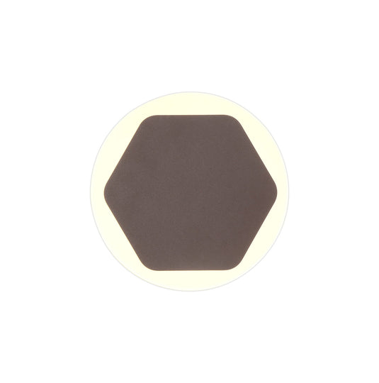 C-Lighting Pastor Magnetic Base Wall Lamp, 12W LED 3000K 498lm, 15cm Horizontal Hexagonal 19cm Round Centre, Coffee/Acrylic Frosted Diffuser - 29831