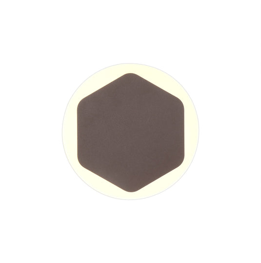 C-Lighting Pastor Magnetic Base Wall Lamp, 12W LED 3000K 498lm, 15cm Vertical Hexagonal 19cm Round Centre, Coffee/Acrylic Frosted Diffuser - 29832