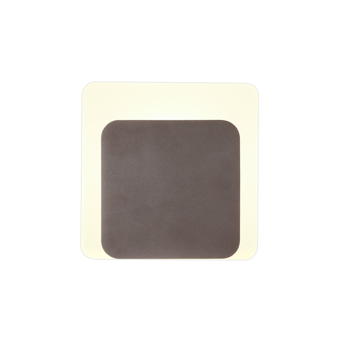 C-Lighting Pastor Magnetic Base Wall Lamp, 12W LED 3000K 498lm, 15/19cm Square Bottom Offset, Coffee/Acrylic Frosted Diffuser - 29837