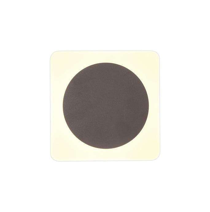 C-Lighting Pastor Magnetic Base Wall Lamp, 12W LED 3000K 498lm, 15cm Round 19cm Square Centre, Coffee/Acrylic Frosted Diffuser - 29838