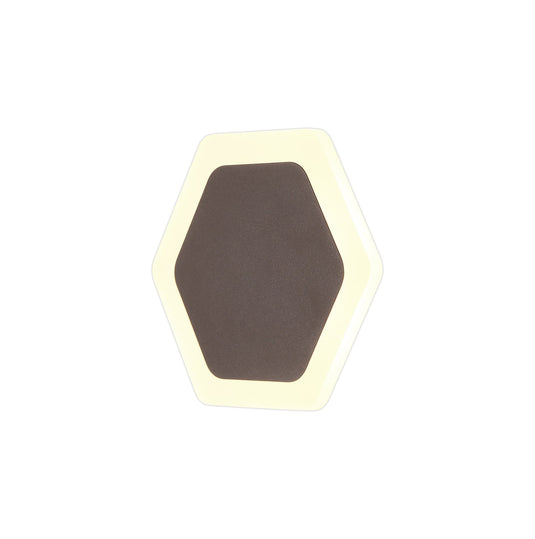 C-Lighting Pastor Magnetic Base Wall Lamp, 12W LED 3000K 498lm, 15/19cm Horizontal Hexagonal Centre, Coffee/Acrylic Frosted Diffuser - 29846