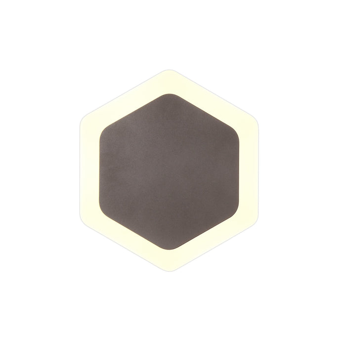 C-Lighting Pastor Magnetic Base Wall Lamp, 12W LED 3000K 498lm, 15/19cm Vertical Hexagonal Centre, Coffee/Acrylic Frosted Diffuser - 29847
