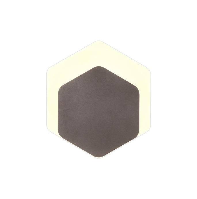 C-Lighting Pastor Magnetic Base Wall Lamp, 12W LED 3000K 498lm, 15/19cm Vertical Hexagonal Bottom Offset, Coffee/Acrylic Frosted Diffuser - 29848