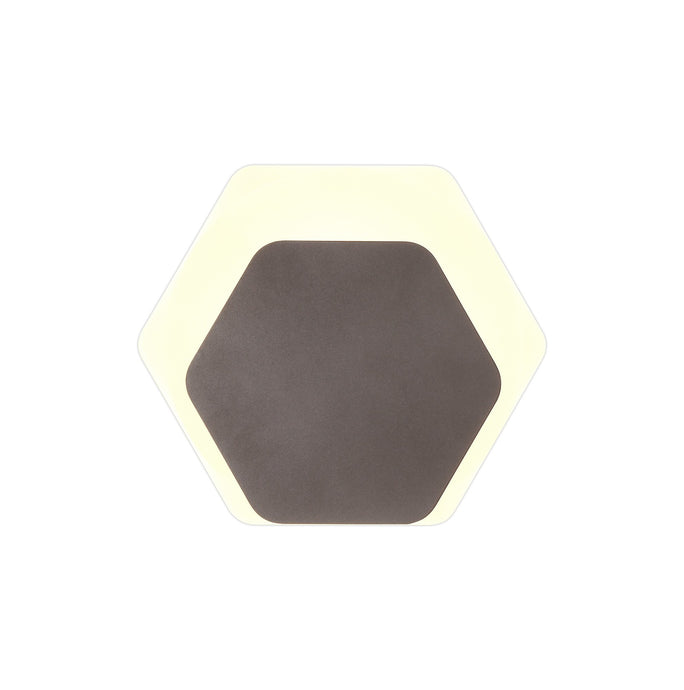 C-Lighting Pastor Magnetic Base Wall Lamp, 12W LED 3000K 498lm, 15/19cm Horizontal Hexagonal Bottom Offset, Coffee/Acrylic Frosted Diffuser - 29849