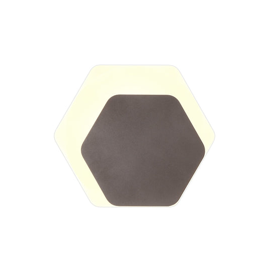 C-Lighting Pastor Magnetic Base Wall Lamp, 12W LED 3000K 498lm, 15/19cm Horizontal Hexagonal Right Offset, Coffee/Acrylic Frosted Diffuser - 29850