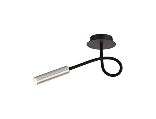 C-Lighting Peckham Ceiling, 1 Light Adjustable Arm, 1 x 5W LED, 3000K, 310lm, Black/Aluminium, 3yrs Warranty - 29038