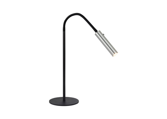 C-Lighting Peckham Table Lamp, 1 Light Adjustable Switched, 1 x 7W LED, 3000K, 436lm, Black/Aluminium, 3yrs Warranty - 29044