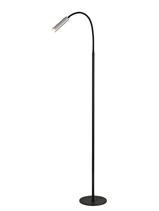 C-Lighting Peckham Floor Lamp, 1 Light Adjustable Switched, 1 x 7W LED, 3000K, 436lm, Black/Aluminium, 3yrs Warranty - 29045