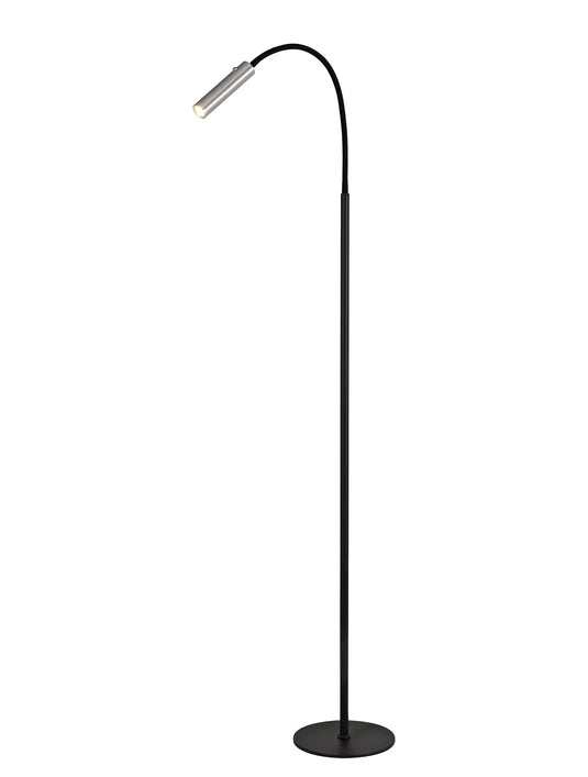 C-Lighting Peckham Floor Lamp, 1 Light Adjustable Switched, 1 x 7W LED, 3000K, 436lm, Black/Aluminium, 3yrs Warranty - 29045