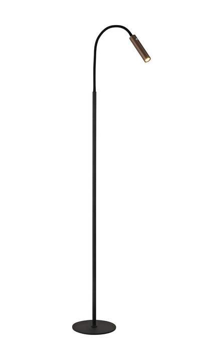 C-Lighting Peckham Floor Lamp, 1 Light Adjustable Switched, 1 x 7W LED, 3000K, 436lm, Black/Satin Copper, 3yrs Warranty - 29405