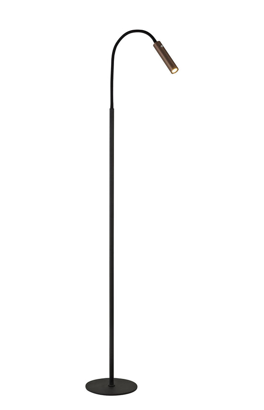 C-Lighting Peckham Floor Lamp, 1 Light Adjustable Switched, 1 x 7W LED, 3000K, 436lm, Black/Satin Copper, 3yrs Warranty - 29405