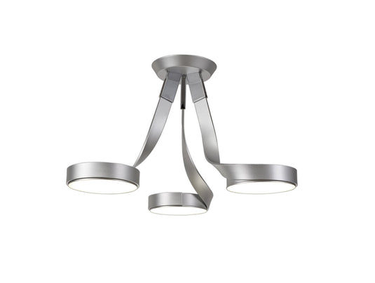 C-Lighting Pembury 3 Light Semi Ceiling, 3 x 12W LED, 3000K, 2880lm, Silver/Polished Chrome, 3yrs Warranty - 28655