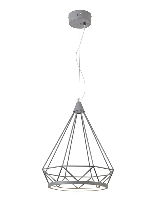 C-Lighting Penne Large Diamond Pendant, 1 x 10W LED, 3700K, Matt Grey, 3yrs Warranty - 29376