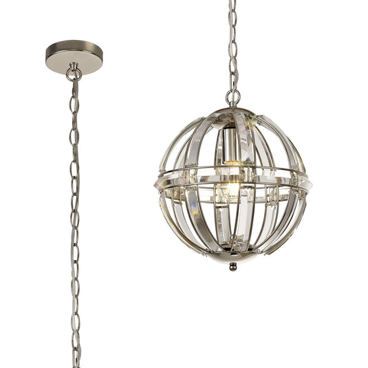C-Lighting Persei Small Round Pendant, 1 Light E27, Polished Nickel - 29371
