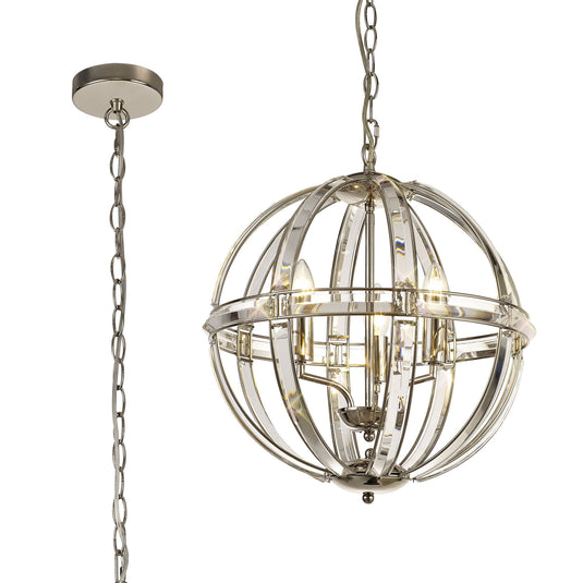 C-Lighting Persei Medium Round Pendant, 3 Light E27, Polished Nickel - 29372