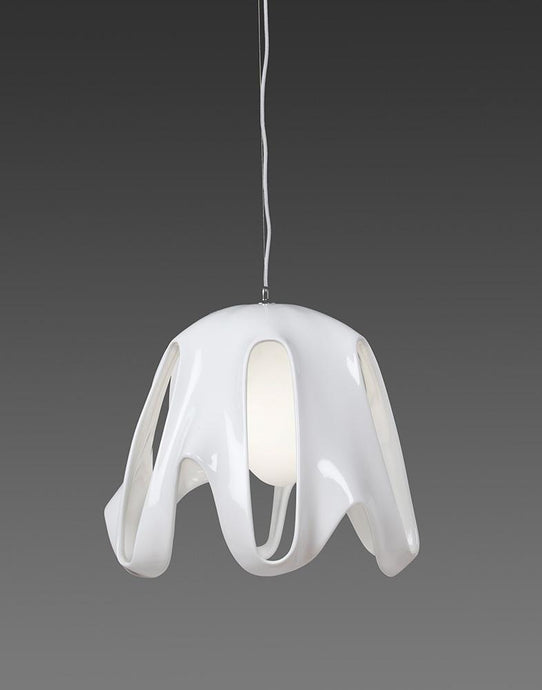 Mantra M3740 Phantom Pendant 1 Light E27, Gloss White/Frosted White Glass/Polished Chrome