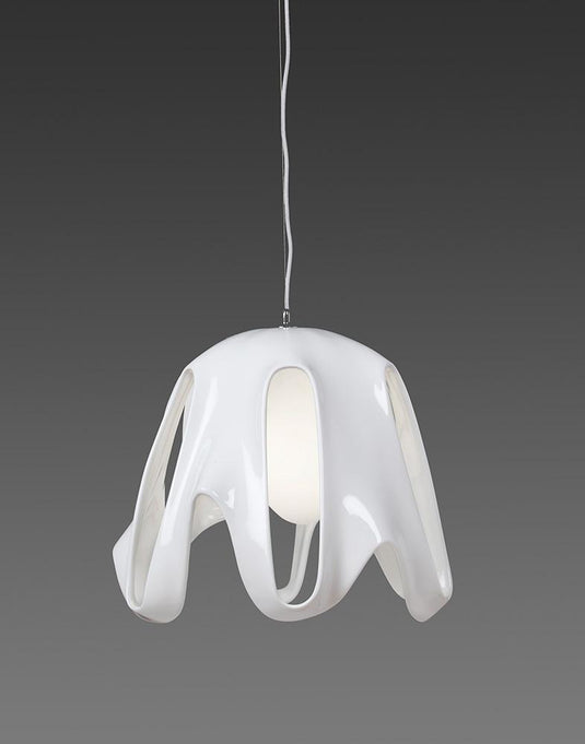 Mantra M3740 Phantom Pendant 1 Light E27, Gloss White/Frosted White Glass/Polished Chrome
