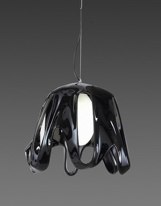 Mantra M3741 Phantom Pendant 1 Light E27, Gloss Black/Frosted White Glass/Polished Chrome