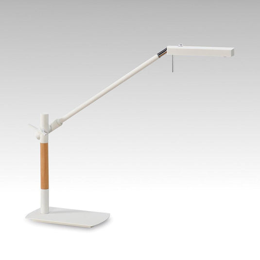 Mantra M4950 Phuket Table Lamp 1 Light 7W LED 3000K, 600lm, Matt White/Beech/Polished Chrome, 3yrs Warranty