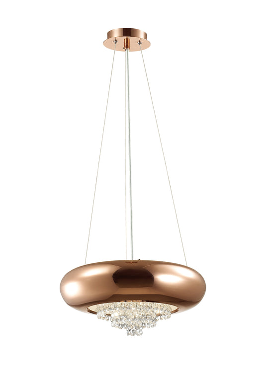 Diyas IL31562 Phyllis Large Pendant 3 Light G9 Polished Copper/Crystal - 38410