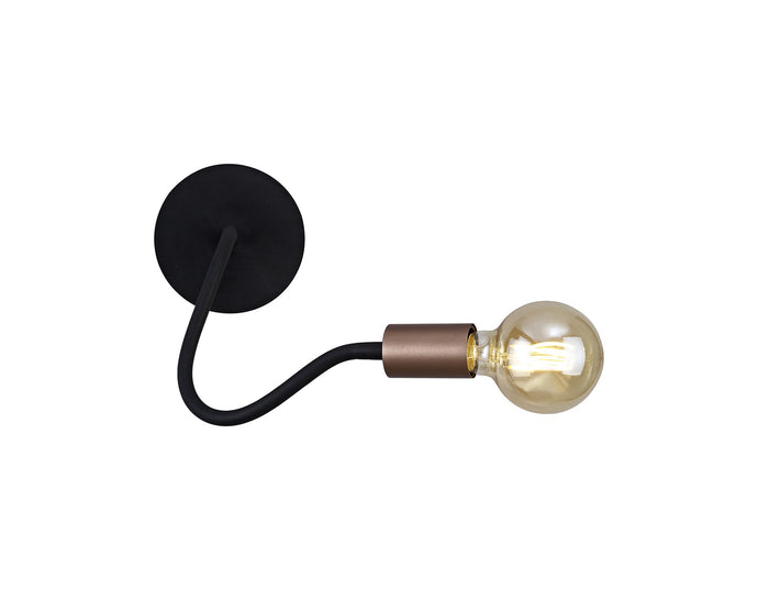 C-Lighting Plaxtol Flexible Switched Wall Lamp, 1 Light E27, Satin Black/Brushed Copper - 29078