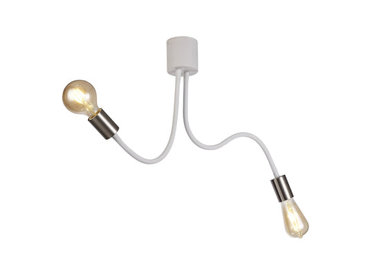 C-Lighting Plaxtol Flexible Ceiling 2 Light E27 Satin White/Satin Nickel - 29082