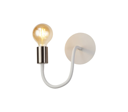 C-Lighting Plaxtol Flexible Switched Wall Lamp, 1 Light E27 Satin White/Satin Nickel - 29085