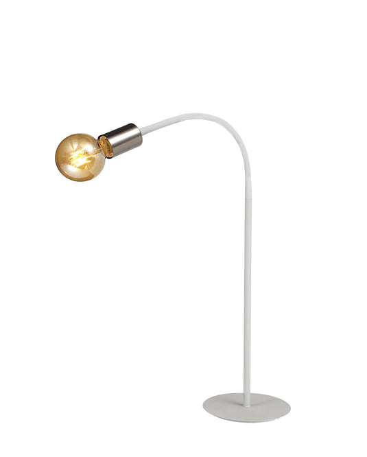 C-Lighting Plaxtol Flexible Table Lamp, 1 Light E27 Satin White/Satin Nickel - 29086