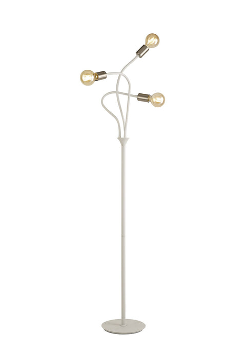 C-Lighting Plaxtol Flexible Floor Lamp, 3 Light E27 Satin White/Satin Nickel - 29087