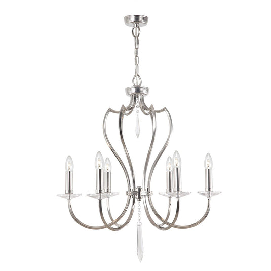 Elstead Lighting PM6-PN Pimlico 6 Light Chandelier - Polished Nickel
