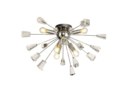 C-Lighting Polaris Ceiling Sputnik , 6 Light E14, Polished Nickel/Crystal - 29342
