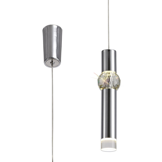 C-Lighting Preston 1 Light Pendant, 1 x 5W LED, 3000K, 118lm, Polished Chrome, 3yrs Warranty - 28915