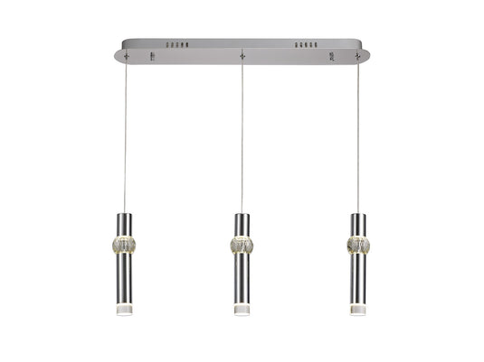 C-Lighting Preston 3 Light Linear Pendant, 3 x 5W LED, 3000K, 304lm, Polished Chrome, 3yrs Warranty - 28916