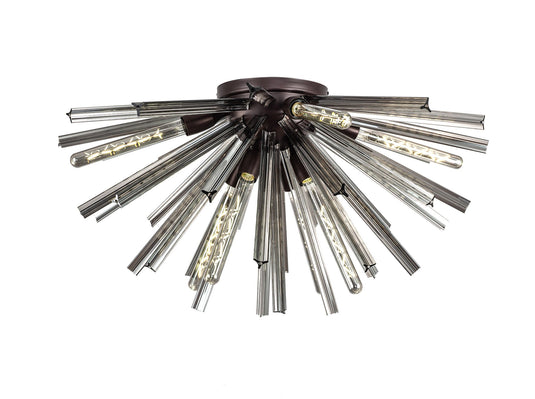 C-Lighting Puppies 8 Light E27, Semi Flush Brown Oxide / Smoke Glass - 33349