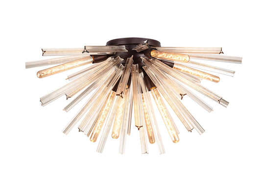 C-Lighting Puppies 8 Light E27, Semi Flush Brown Oxide / Champagne Gold Glass - 33350