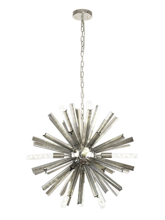 C-Lighting Puppies 10 Light E14, Round Pendant Polished Nickel / Smoke Glass - 33352