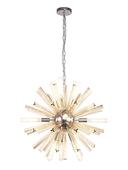 C-Lighting Puppies 10 Light E14, Round Pendant Polished Nickel / Champagne Gold Glass - 33353