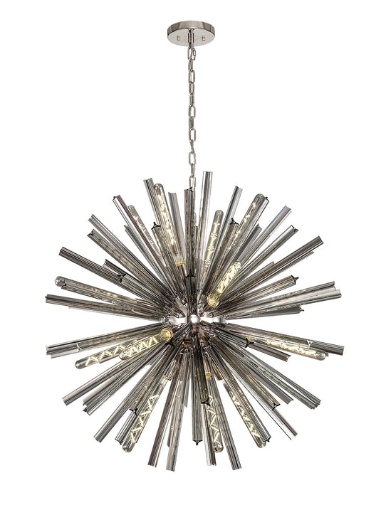 C-Lighting Puppies 16 Light E27, Round Pendant Polished Nickel / Smoke Glass - 33358