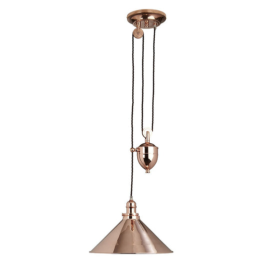 Elstead Lighting  PV-P-CPR Provence 1 Light Rise and Fall Pendant - Polished Copper
