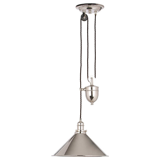 Elstead Lighting PV-P-PN Provence 1 Light Rise and Fall Pendant - Polished Nickel