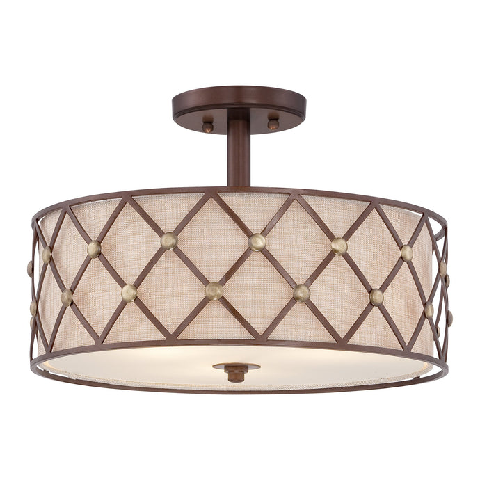 Quoizel QZ-BROWN-LATTICE-SF Brown Lattice 3 Light Semi-Flush