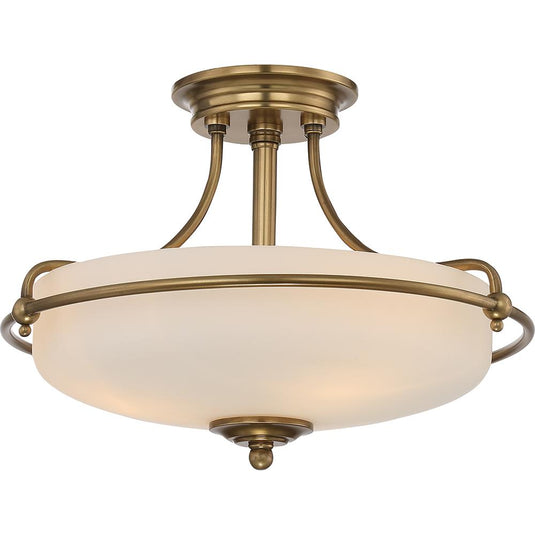 Quoizel QZ-GRIFFIN-SFS-WS Griffin 3 Light Semi-Flush Light - Weathered Brass